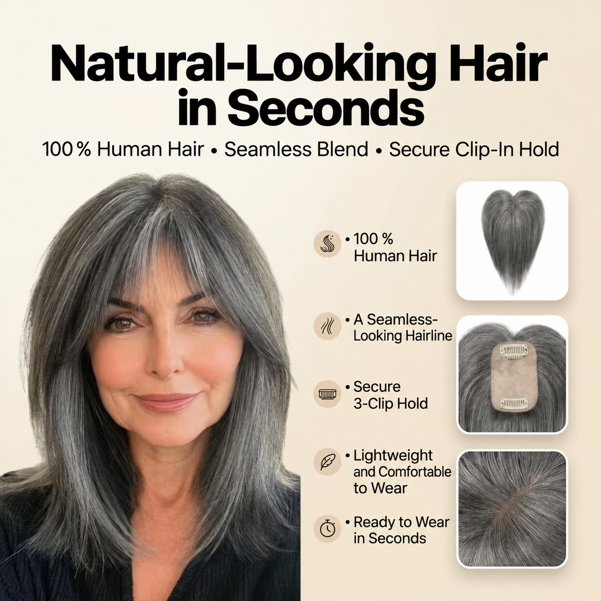 HaloStrand™ | Clip-In Human Hair Topper